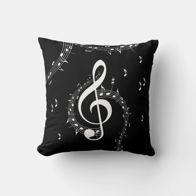 Cojín Decorativo Climactic G Clef Music Black (Anverso)