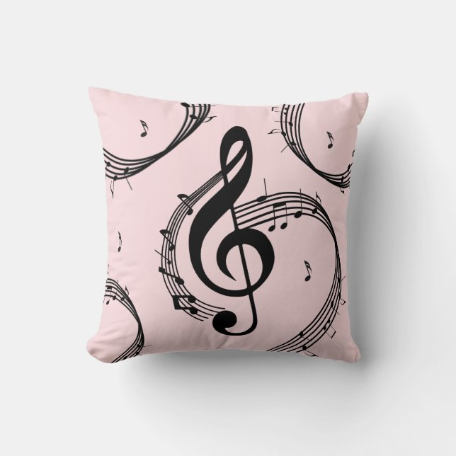 Cojín Decorativo Climactic G Clef Music Pink (Anverso)