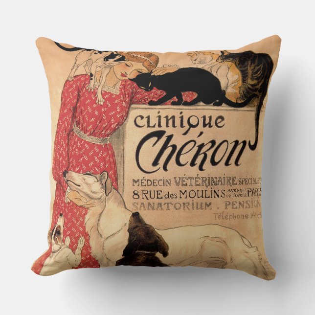 Cojín Decorativo Clinique Chéron, de Steinlen (Anverso)