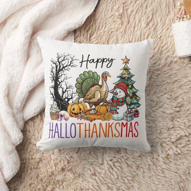 Cojín Decorativo Clipart Feliz Hallothanksmas (Manta)