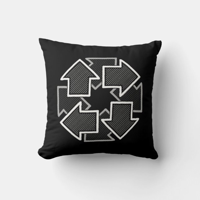 Cojín Decorativo Clockwise Arrows Minimal Geometric Black Variant 2 (Anverso)