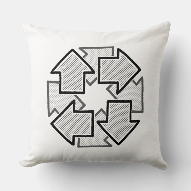 Cojín Decorativo Clockwise Arrows Minimal Geometric White Variant 1 (Anverso)