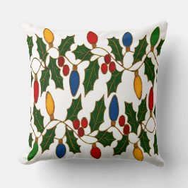 Cojín Decorativo Cloisonne Art Christmas Lights and Holly