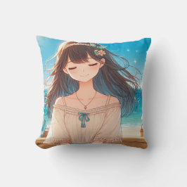 Cojín Decorativo Closed Eyes Girl & Straw Hat Girl