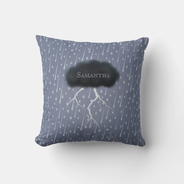 Cojín Decorativo Cloud Thunder Thunder Cloud & Rain Personalizado B (Anverso)