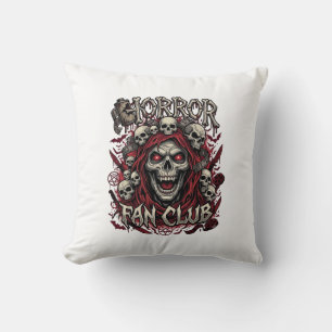 Cojín Decorativo Club de Fans de Terror Calavera Gritando Capucha R