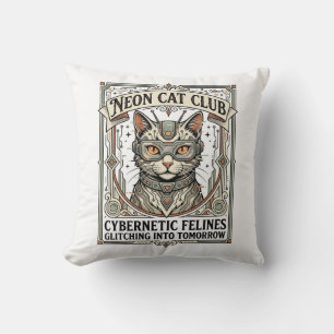 Cojín Decorativo Club de gatos neon gato ciberpunk arte vectorial v