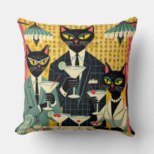 Club de Martini de Gato Negro Retro Futurista