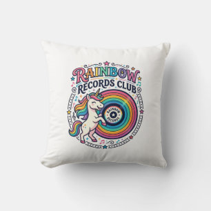 Cojín Decorativo Club de Registros de Arcoíris de Unicornio Fondo B
