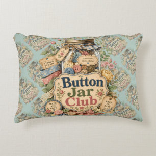 Cojín Decorativo Club de Tarro de Botones Colaborativo Cottagecore 