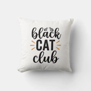 Cojín Decorativo Club Gato Negro Diseño Vectorial para Amante de Ga