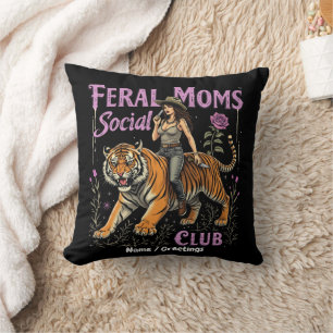Cojín Decorativo Club Social de Mamá Feral Regalo Gráfico Diverti