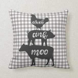 Cojín Decorativo Cluck Oink Moo Pollo Vaca Cerdo Casa Rural Cuadros