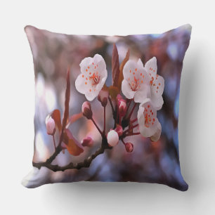Cojín Decorativo Clúster con flores de cerezo con rosa y azul