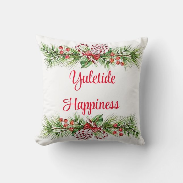 Cojín Decorativo Coadjín de Felicidad de Yule (Anverso)