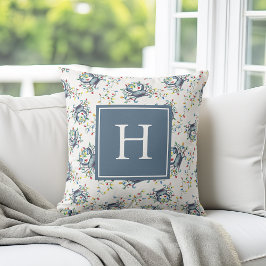 Cojín Decorativo Coastal Crab Christmas Lights Monogram