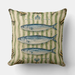 Cojín Decorativo Coastal Fish Nautical Seafood  Fishing Cabin Beach