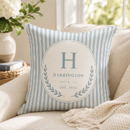Cojín Decorativo Coastal Monogram Familia Heirloom Rayas Ticking