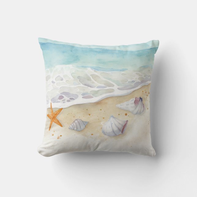 Cojín Decorativo Coastal Serenity Waves Throw Pillow (Anverso)
