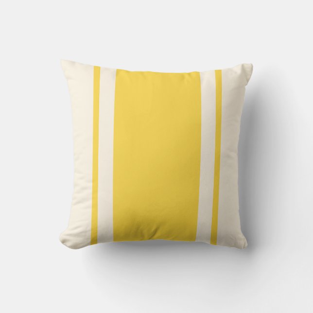 Cojín Decorativo Coastal Stripe Throw Pillow – Yellow & Cream (Anverso)