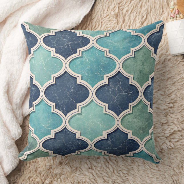 Cojín Decorativo Cobalt and Teal Quatrefoil - Mediterranean Mosaic (Manta)