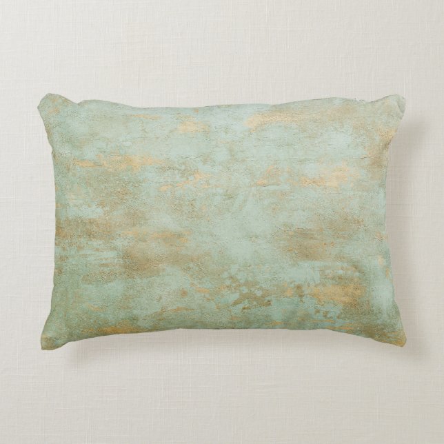 Cojín Decorativo Cobre Oxidado y Textura Verde (Anverso)