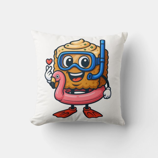 Cojín Decorativo CobyBiscuit – Edición Flamingo Snorkel (Anverso)