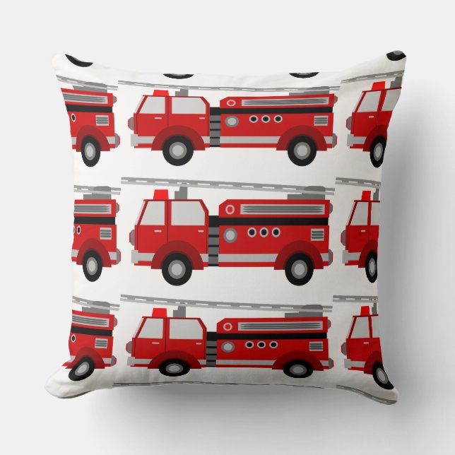 Cojín Decorativo Coche de bomberos rojo único (Anverso)