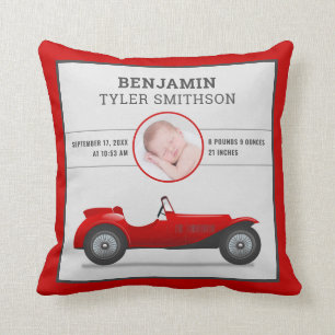 Cojín Decorativo Coche de Carreras Rojo Vintage Adorable Foto de Be