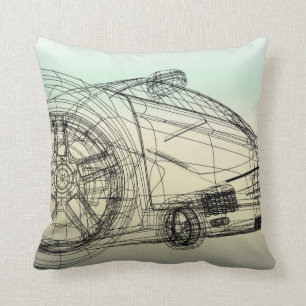 Cojín Decorativo coche de deportes de 3D Wireframe