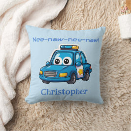 Cojín Decorativo Coche de Policía Feliz, Personalizado para Pequeño