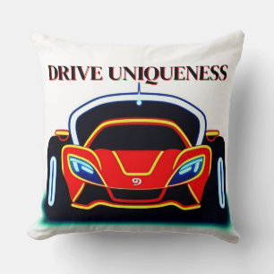 Cojín Decorativo Coche deportivo vibrante con brillo de neón