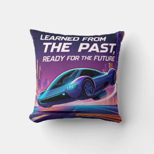 Cojín Decorativo Coche Volador Futurista con Frase Inspiradora – L
