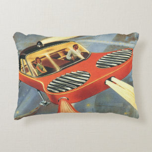 Cojín Decorativo Coche Volador Futurista de Ciencia Ficción Vintage