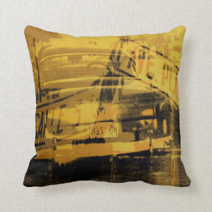 Cojín Decorativo Coche y placa de calle amarillos