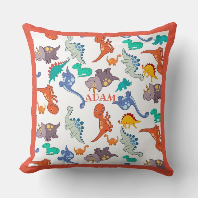 Cojín Decorativo Cochecito de Dinosaurios Lindos (Anverso)