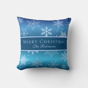 Cojín Decorativo Cochos de Nieve Azules Modernos
