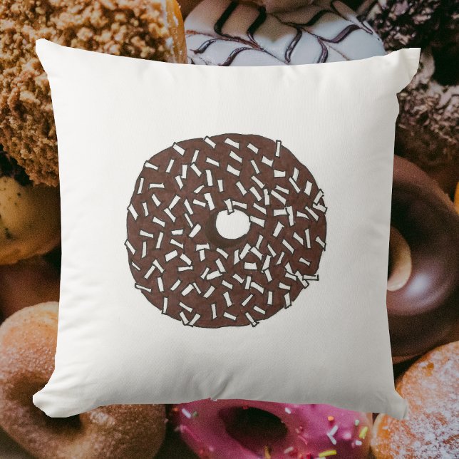 Cojín Decorativo Cocina de chocolate de coco Donut Doughnut Desayun (Coconut donut pillow)