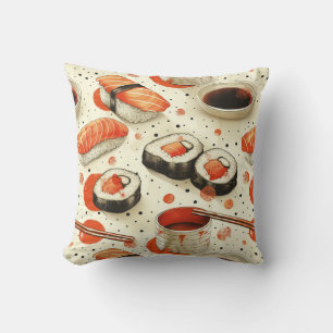 Cojín Decorativo Cocina japonesa, panecillos, sushi, palitos de sus