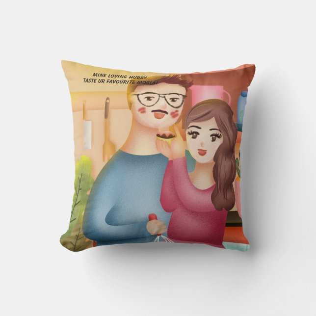 Cojín Decorativo Cocinando aperitivos indios para el día de San Val (Anverso)