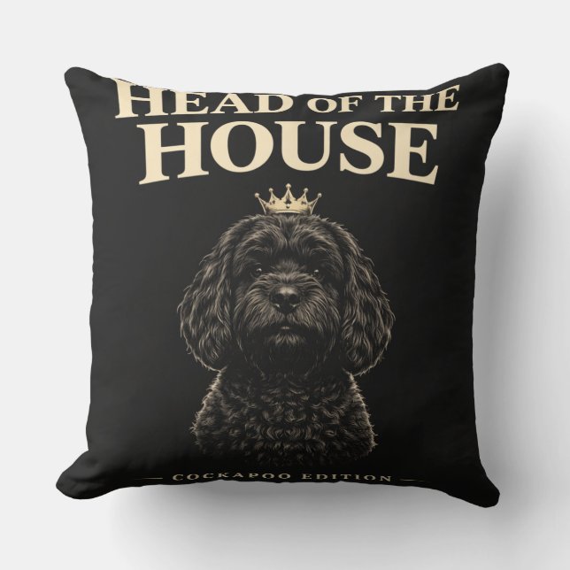 Cojín Decorativo Cockapoo Head Of The House Gift | Funny Dog Owner  (Anverso)