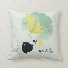 Cojín Decorativo Cockatoo Bird Yellow and Green Watercolor Personal