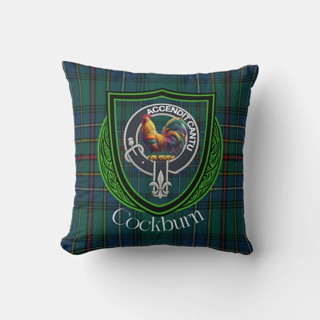 Cojín Decorativo Cockburn Scottish Clan Tartan & Crest (Anverso)