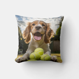 Cojín Decorativo Cocker 🐕 español Cachorro con bolas de tenis