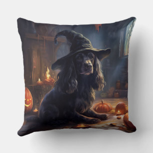 Cojín Decorativo Cocker Spaniel Calabazas de Halloween Espeluznante