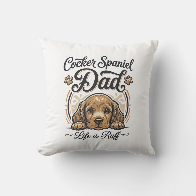 Cojín Decorativo Cocker Spaniel Dad Life Is Ruff Vintage Dog Shirt_ (Anverso)