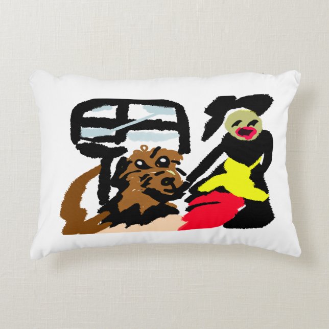 Cojín Decorativo Cocker Spaniel de agua americano y señora caminand (Anverso)