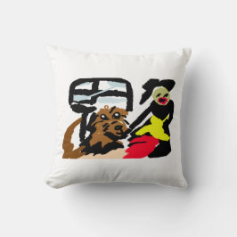 Cojín Decorativo Cocker Spaniel de agua americano y señora caminand