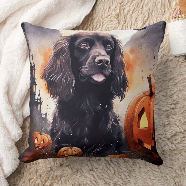 Cojín Decorativo Cocker Spaniel de Halloween con calabazas (Manta)