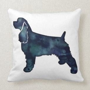 Cojín Decorativo Cocker Spaniel Dog Silhouette Black Watercolor